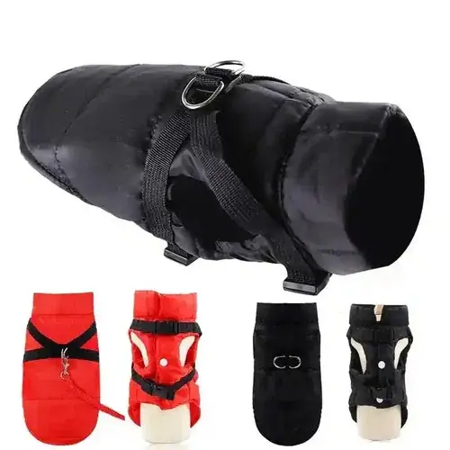 Hög kvalitet - Cappotto per Cani Istanbul Con Pettorina in Nylon Rosso o Nero