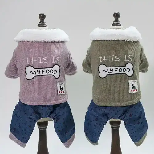 Cappotto Tutina per Barboncini ”My Food” – Caldo e Morbido con Stampa Ossetto | Tidsbegränsat erbjudande