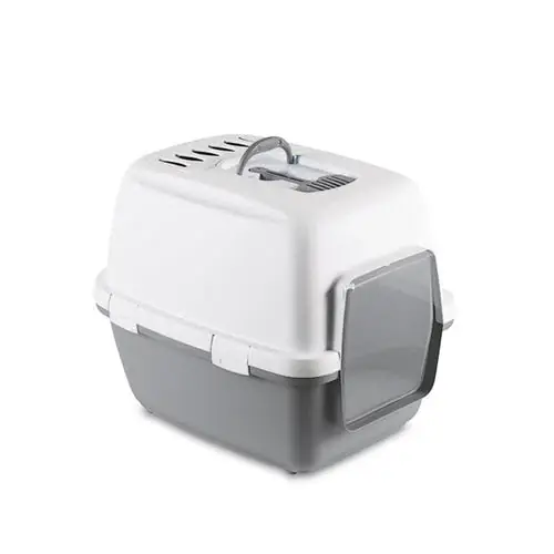Cat Toilet CATHY COMFORT with lid (white/grey) 58x45x48 cm - Premiumkvalitet