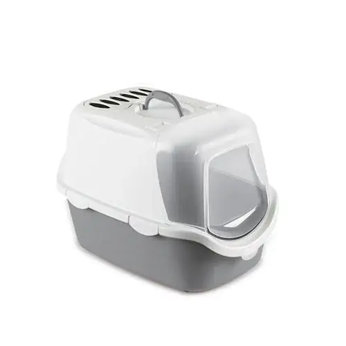 Cat Toilet CATHY Easy Clean with lid (white/grey) 56x40x40 cm | Toppsäljare