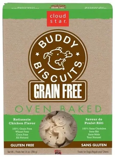 Cloud Star Buddy Biscuits Grain Free Oven Baked Roasted Chicken Dog Treats - Passa på nu