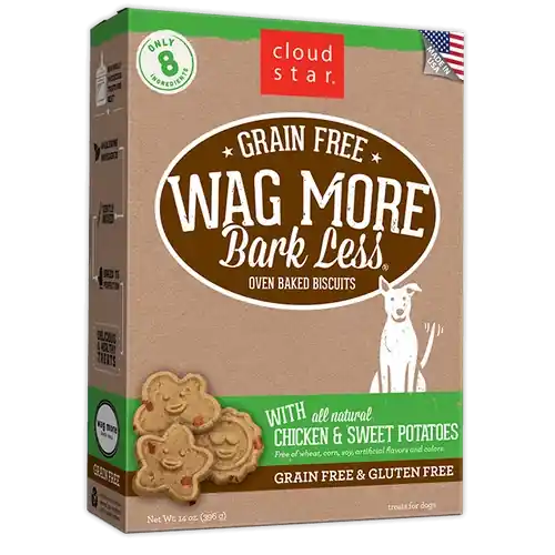 Direkt från tillverkaren | Cloud Star Wag More Bark Less Oven Baked Grain Free Chicken and Sweet Potatoes Dog Treats