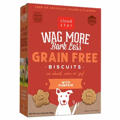 Cloud Star Wag More Bark Less Oven Baked Grain Free Pumpkin Dog Treats - Handla säkert