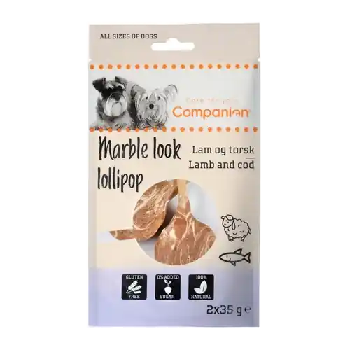 Säker betalning - Companion Marble Look Lollipop Lamm & Torsk – 2X35 G