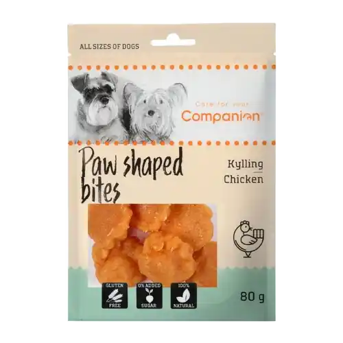 Toppkvalitet - Companion Paw Shape Bites Kyckling – 80 G