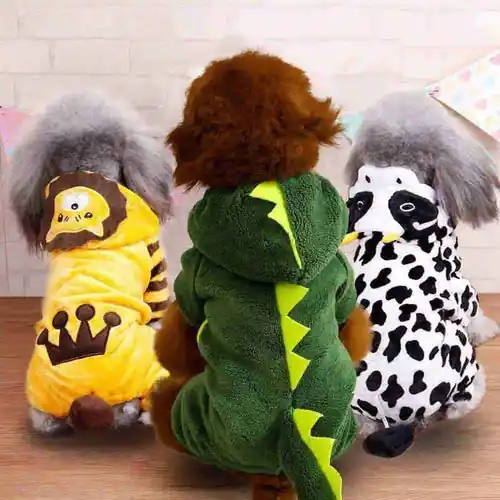 Beställ nu - Costume invernale per cani a forma di orso, mucca, dinosauro, leone