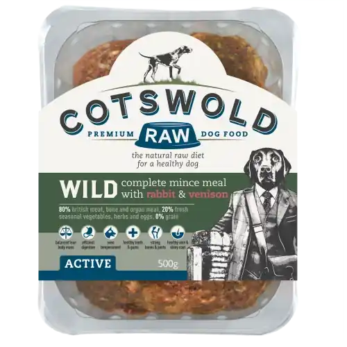 Cotswold Raw 80/20 Wild Range Rabbit & Venison Mince & Vegetables 1kg - Professionell kvalitet