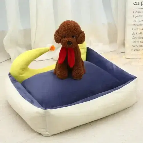 Deal | Cuccia per Cani e Gatti ”Moon” a Forma di Luna con Sponda e Pon Pon