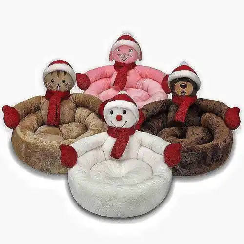 Bara idag | Cuccia Tonda Natalizia per Cani e Gatti con Peluche Abbraccio