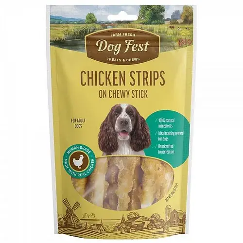 Dogfest Chicken Strips on Chewy Stick For Dogs, 90g - Bra pris just nu