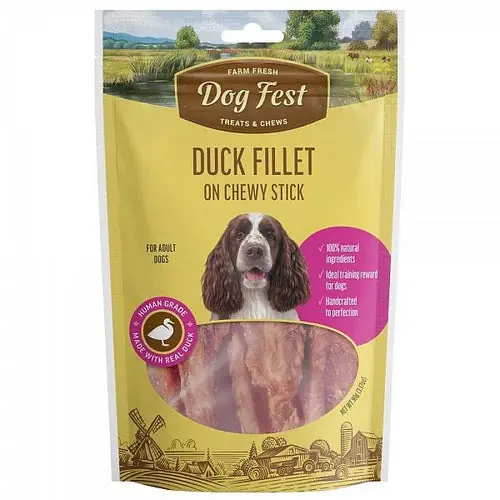 Finns i lager | Dogfest Duck Fillet on Chewy Stick For Dogs, 90g