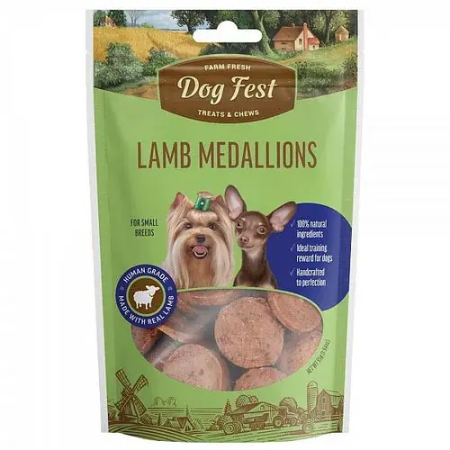 Skynda dig - Dogfest Lamb Medallions Treats For Small Breeds, 55g