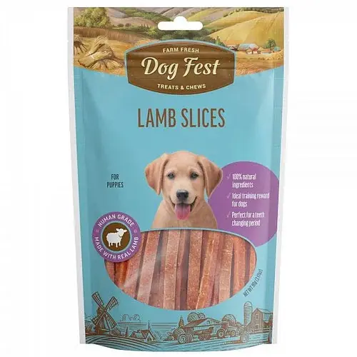 Finns tillgänglig | Dogfest Lamb Slices Treats For Puppies, 90 g