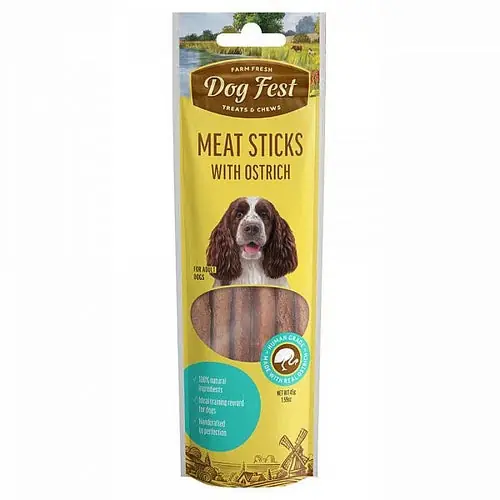 Riktigt fynd - Dogfest Meat Sticks With Ostrich Treats For All Dogs, 45g