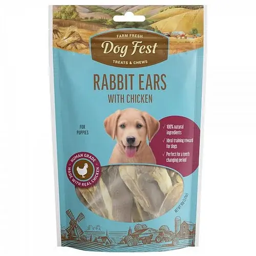 Dogfest Rabbit Ears With Chicken Treats for Puppies, 90g | Utförsäljning