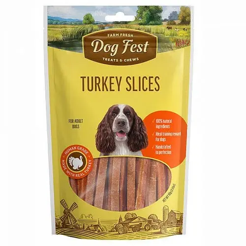 Kan beställas | Dogfest Turkey Slices Treats For All Dogs, 90g