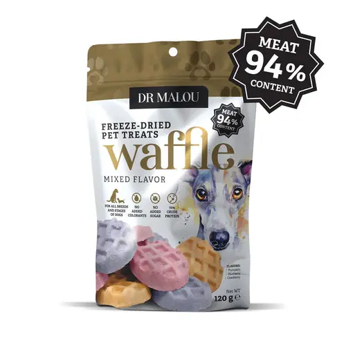 Nyligen tillagt - Dr Malou Freeze-Dried Meat Chicken Waffles for Dogs – Mixed Flavours, 120g