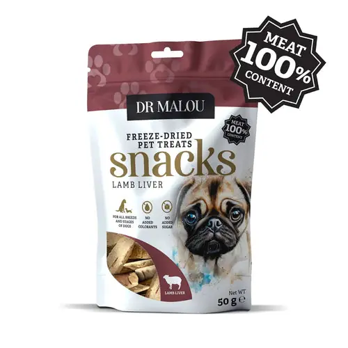Dr Malou Freeze-Dried Meat Chunks with Lamb for Dogs, 50g | Premium