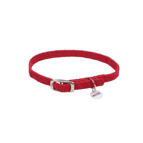 ElastaCat® Reflective Safety Stretch Collar with Reflective Charm, Red, 3/8″ x 10″ - Bra pris