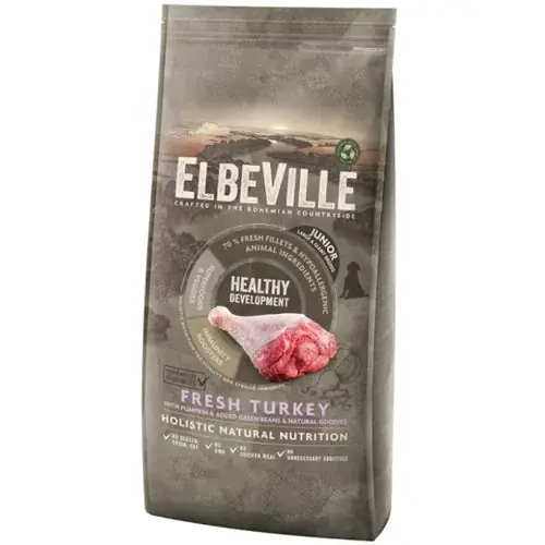 Elbeville Dry Dog Food Puppy and Junior Large with Fresh Turkey, 11,4 kg - Slutrea