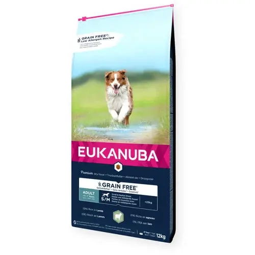 Missa inte - Eukanuba Adult Small and Medium Lamb and Rice Grain Free, 12 kg
