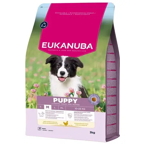 Utförsäljning - Eukanuba Dry Dog Food Puppy and Junior Medium with Chicken, 3 kg