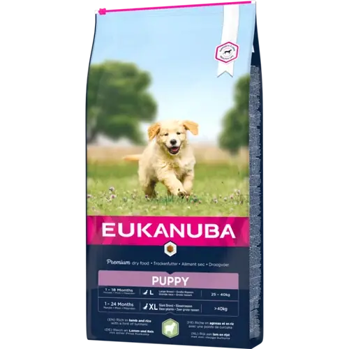 Eukanuba Dry Dog Food Puppy and Junior, LARGE, with Lamb and Rice, 2,5 kg | Fyndpris