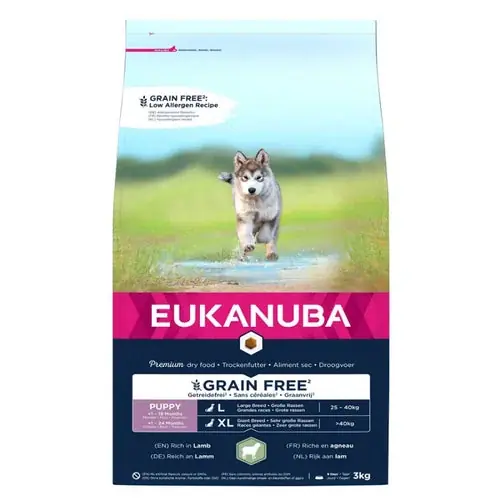 Eukanuba Puppy, Large, GRAIN FREE Lamb & Rice, 3 kg | Kanonpris