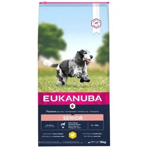 Extra bra pris | Eukanuba Senior Medium Chicken Dry Dog Food, 15 kg