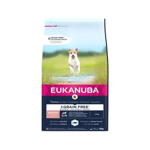 Professionell kvalitet | Eukanuba Senior Small and Medium Ocean fish Grain Free, 3 kg