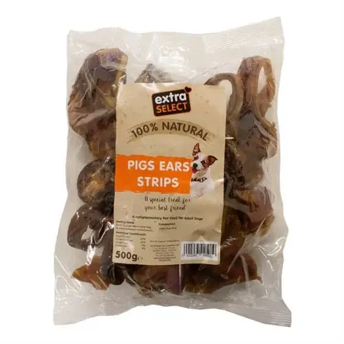 Extra Select Pigs Ear Strips 500gm - Finns att beställa