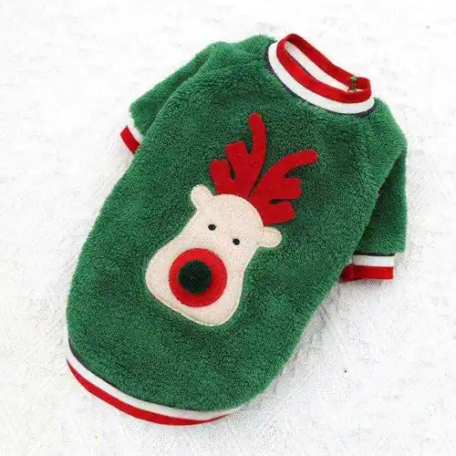 Felpa in Pile Natalizia con Faccina di Renna per Cani – Festività e Comfort con il Nasino a Pompom - Missa inte