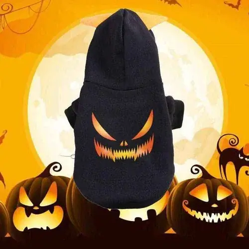 Felpa per cani nera con cappuccio ”Halloween” | Superpris