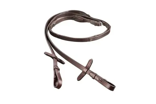 Enkel retur - Finesse Bridles Tyglar – platt med stopp och lock – brun/guld