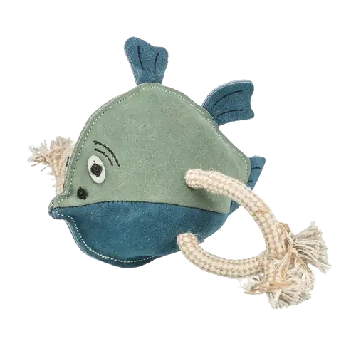 Hög kvalitet - Fisk Läderleksak Läder/Rep – 28 CM