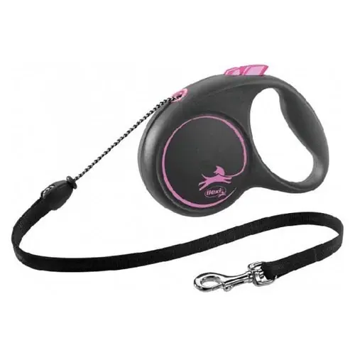 Mycket efterfrågad | Flexi BLACK DESIGN, cord leash, XS 3 m, pink