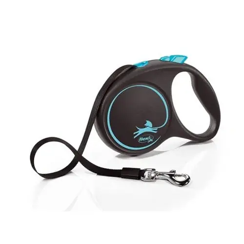 Bästa pris - Flexi BLACK DESIGN, tape leash, L 5 m, blue, up to 50kg