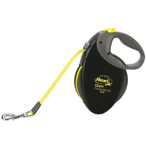 Snart slut | Flexi GIANT PROFESSIONAL, tape leash, L 10 m, black/neon yellow