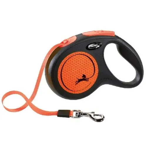 Flexi NEON, tape leash, M 5 m, neon orange - Kundfavorit