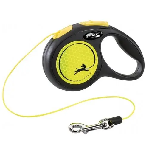 Flexi New CLASSIC Neon, cord leash M 5 m, black/neon - Kanonpris
