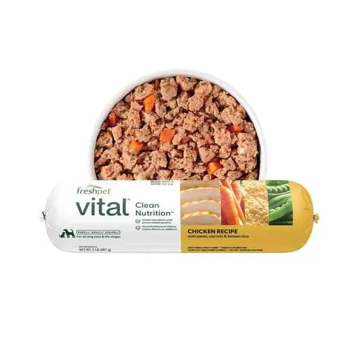 Freshpet Vital, Fresh Dog Food, Chicken Recipe with Peas, Carrots & Brown Rice Roll, 2 lbs. | Nyhet i sortimentet