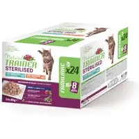 Natural Trainer Adult Sterilised - Ekonomipack 24 x 85 g Mixpack kalkon + torsk - Superpris