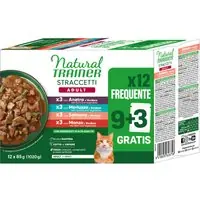 Premiumkvalitet | Natural Trainer Straccetti Adult strimlor i sås 12 x 85 g - Mixpack (anka, torsk, lax, nötkött)