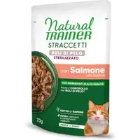 Natural Trainer Straccetti Hairball Sterilised strimlor i sås - 28 x 70 g med lax - Nyhet i webbutiken