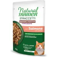 Natural Trainer Straccetti Digestive Wellbeing Sterilised strimlor i sås - 28 x 70 g med lax | Så länge lagret räcker