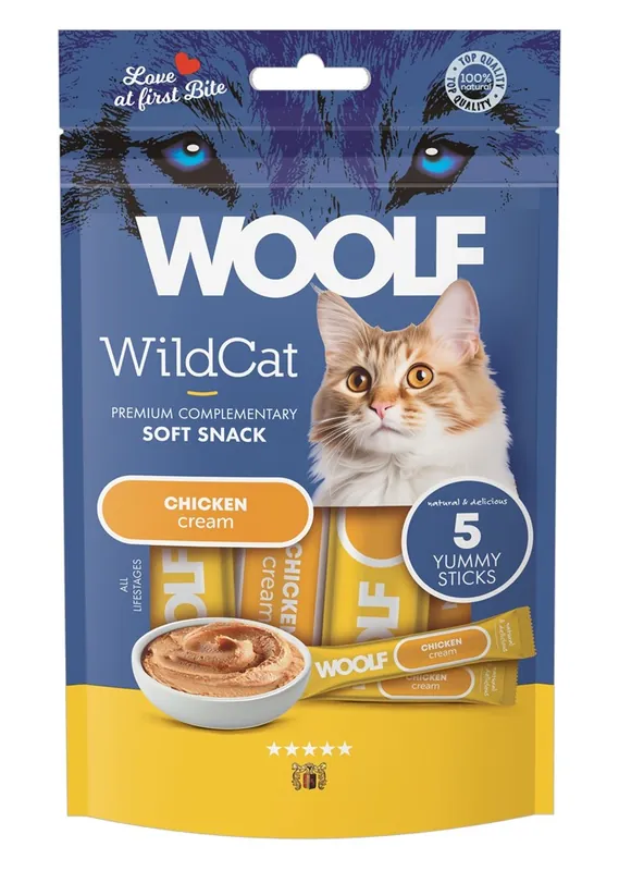 Kattgodis Woolf Wildcat Cream Chicken 5x14 g | Precis lanserat