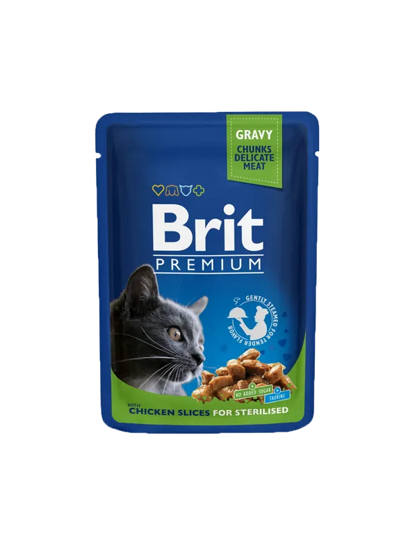 Specialerbjudande | Brit Premium Cat Pouches Chicken Slices för kastrerade katter 24 x 100 g