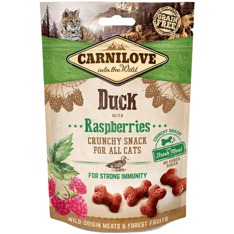 Cat Crunchy Snack Duck & Raspberries 50 g - Favorit