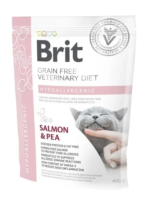 Brit Veterinary Diet Hypoallergenic Salmon & Pea för katter - Endast ett fåtal kvar