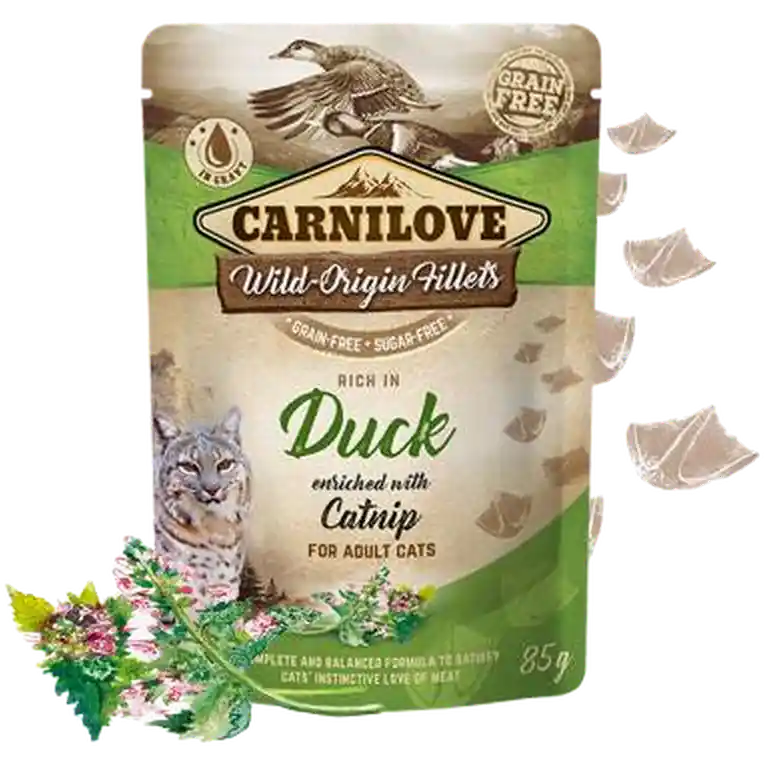 Cat Pouch Duck enriched with Catnip 85 g | Slutrea